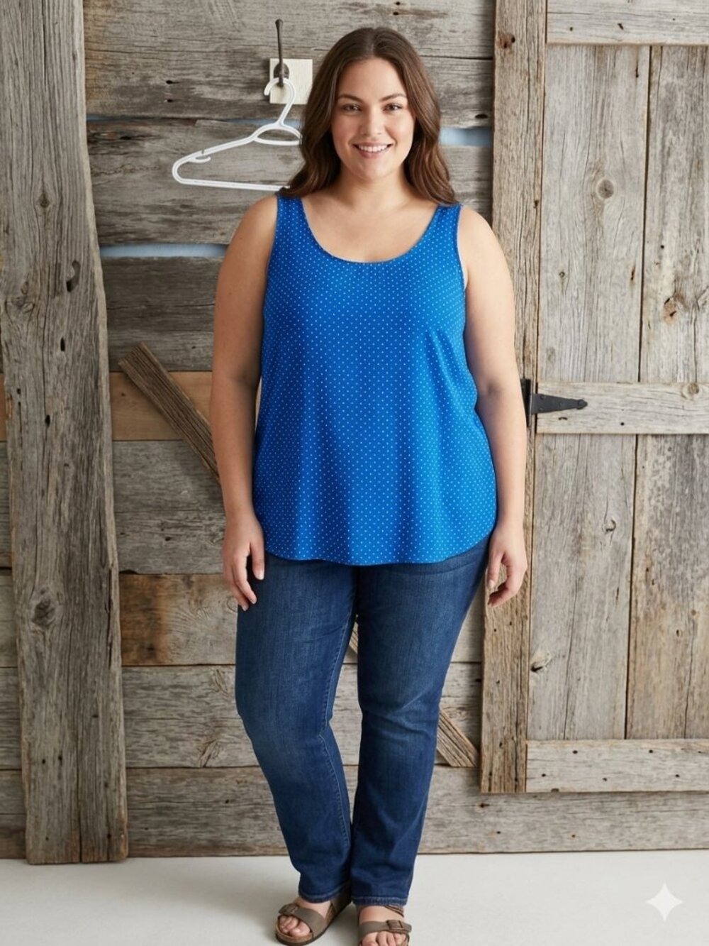 penningtons plus size X Blue dual layer, reversible tank top